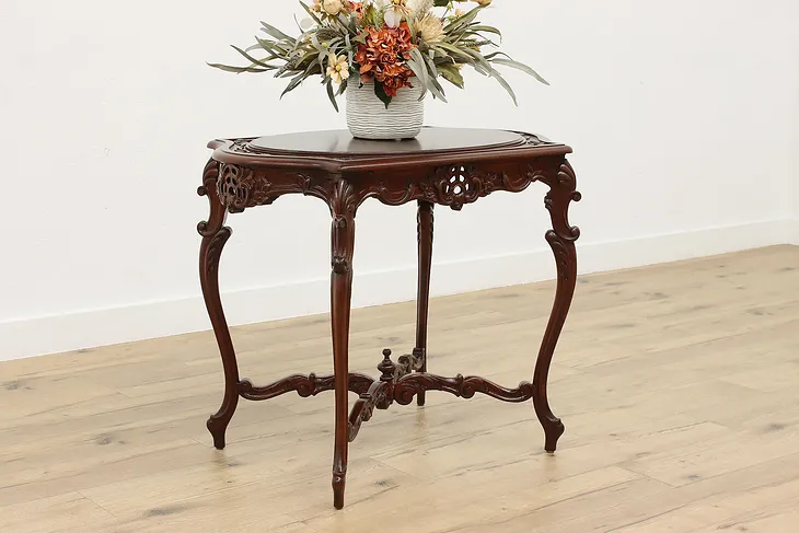 French Design Antique Carved Walnut Entry or Center Table #51035