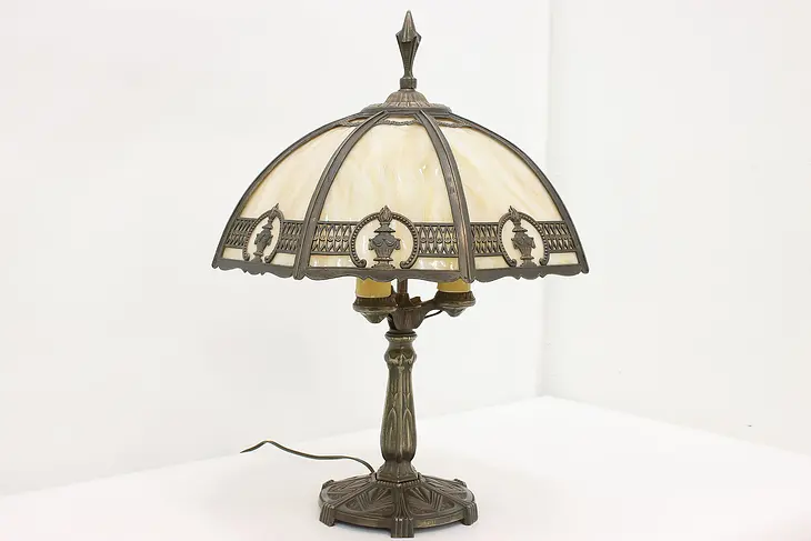 Art Deco Vintage Stained Glass Office or Library Desk Lamp #49823