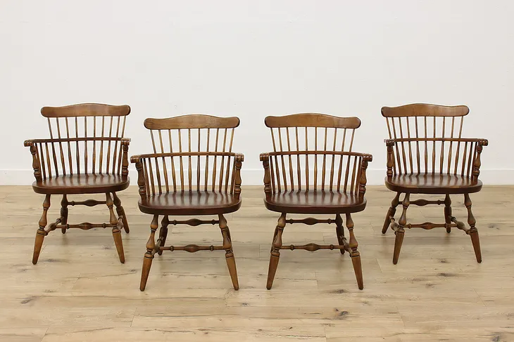 Set of 4 Windsor Antique Birch Dining Chairs Nichols & Stone #51004