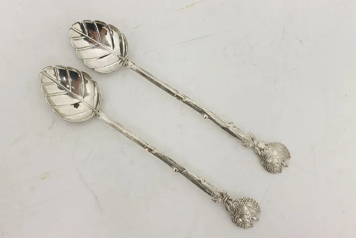 El Salvador Souvenir Pair Silver Demitasse Cocktail Spoons #50662