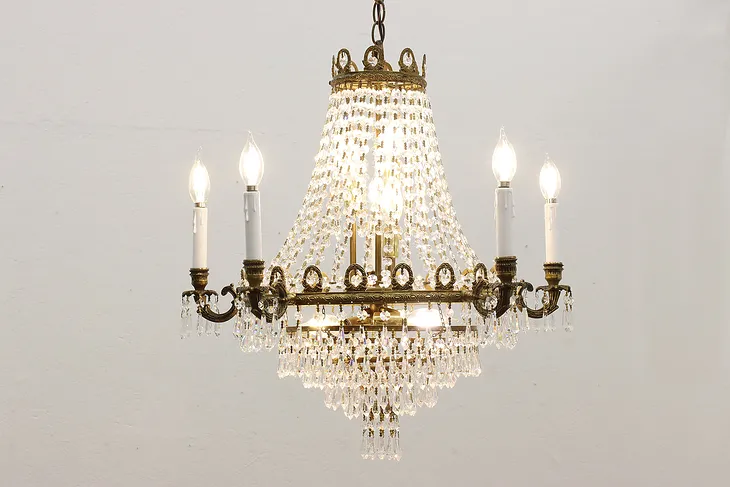 Regency Design Vintage Brass & Strass Crystal Chandelier #50860