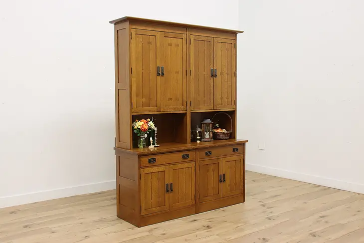 Arts & Crafts Mission Oak Vintage Cupboard Cabinet, Stickley #50826