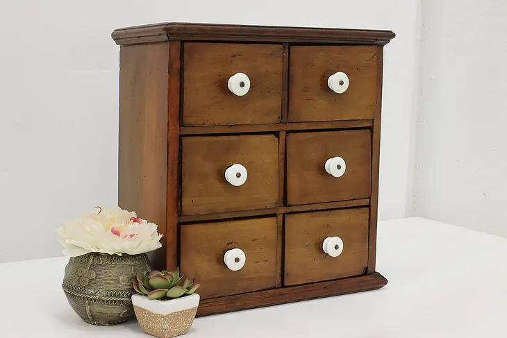 Farmhouse Antique Birch Spice or Jewelry Tabletop Chest #51052