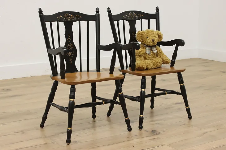 Pair of Farmhouse Vintage Hitchcock Child Size Chairs #51412