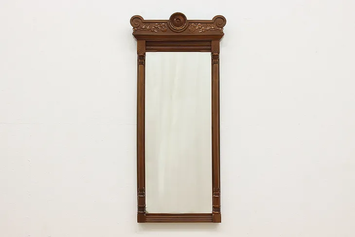 Victorian Antique Carved Walnut Wall Bedroom or Entry Mirror #50644