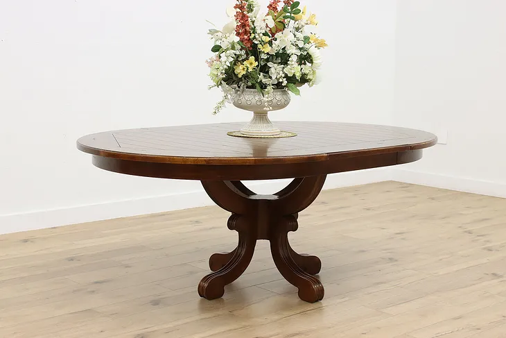 Traditional Vintage Maple Round Dining Table & Leaf Hickory #51345