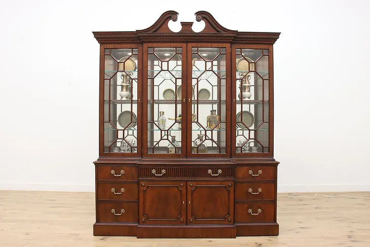 Breakfront Mahogany Vintage China Cabinet, Henkel Harris #51331