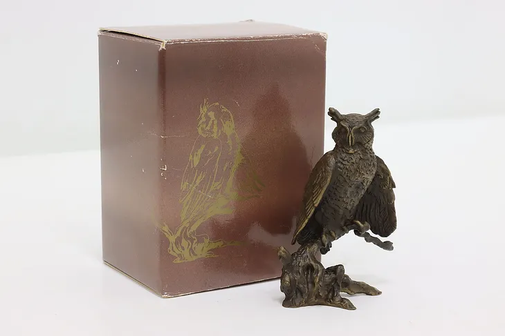 Avon Bronze Great Horned Owl Vintage Sculpture & Box O'Brien #50772