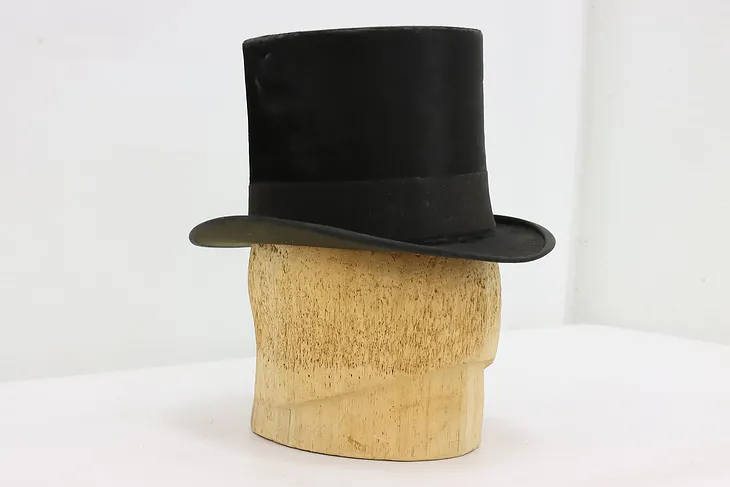 Victorian Antique Beaver Pelt Top Hat & Cork Stand, Youmans #51453