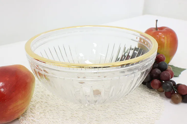 Waterford Marquis Gold Rim Glass Fruit Serving Bowl #48977