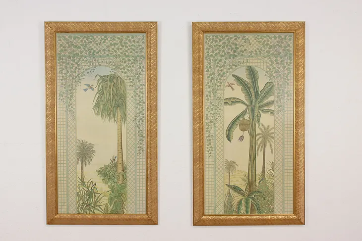 Pair of Vintage Framed Palm Tree Prints, Iksels 49" #51557