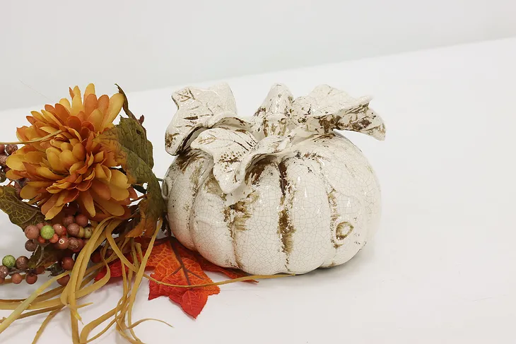 Farmhouse Painted Ceramic Decorative Pumpkin #48607