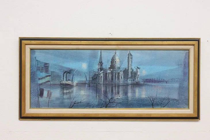 Saint Louis City Scene Vintage Glazed Print, 43.5" #51082