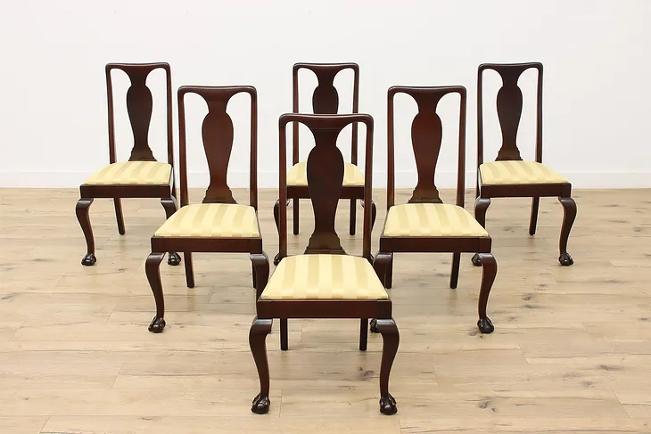 Set of 6 Antique Georgian Design Dining Chairs, Ball & Claw #51592