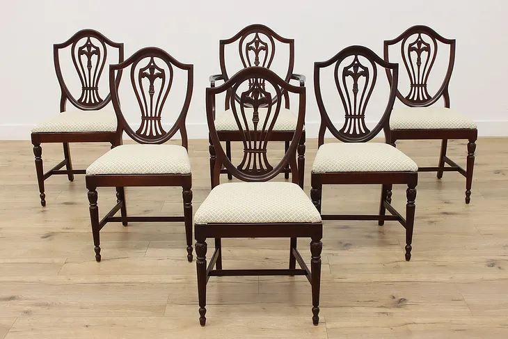 Set of 6 Vintage Georgian Style Shield Back Dining Chairs #51782