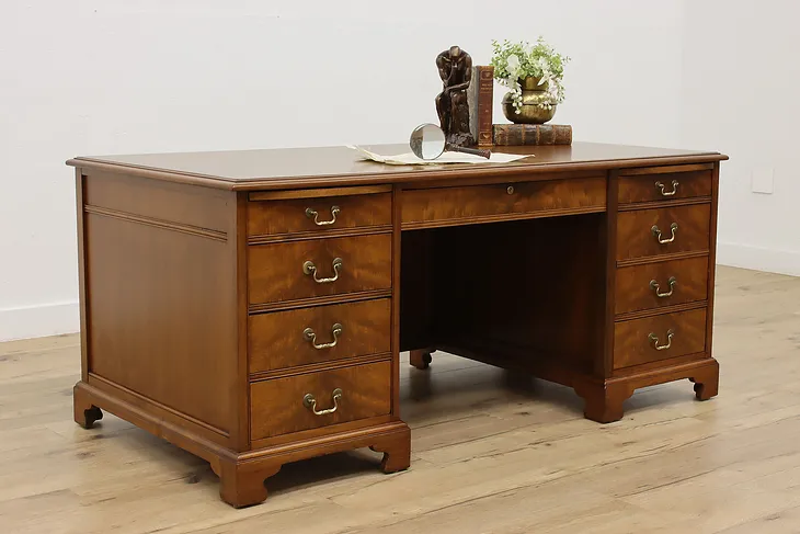 Traditional Vintage Walnut Executive Office Desk, Jasper #51768