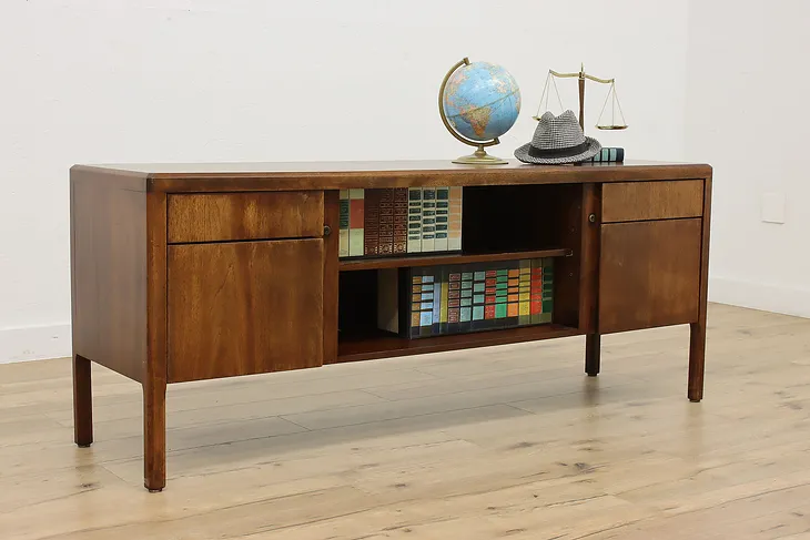 Midcentury Modern Vintage Walnut Office Credenza TV Console #51686