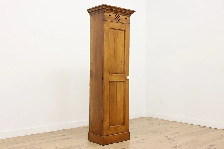 Farmhouse Antique Carved Pine Chimney Cupboard Bath Cabinet #51926