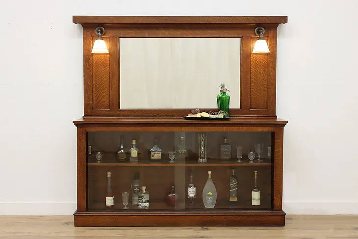 Arts & Crafts Mission Oak Antique Back Bar, Sideboard, Bar #51772