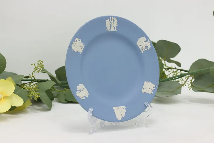 Wedgwood Vintage Blue Jasperware Plate, Greek Scenes #49043