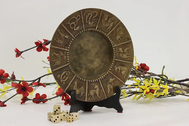 Chinese Vintage Bronze Zodiac Signs Vintage Tray or Dish #52168