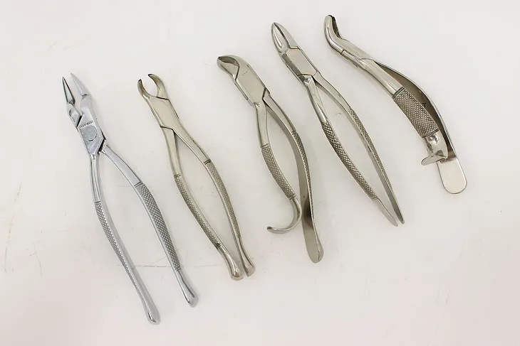 Set of 5 Dentist Vintage Steel Dental Tools #51995