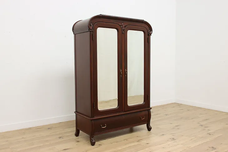 Empire Design Antique Mahogany Armoire, Mirrors, Widdicomb #51921