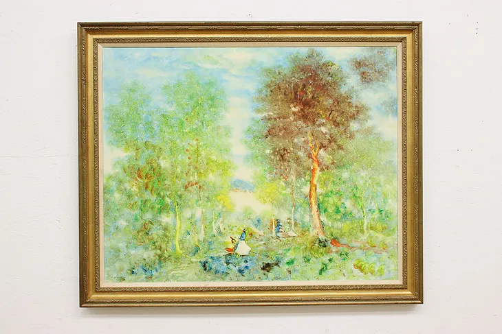 Forest Park Vintage Original Oil Painting, Sideris 57.5" #51892