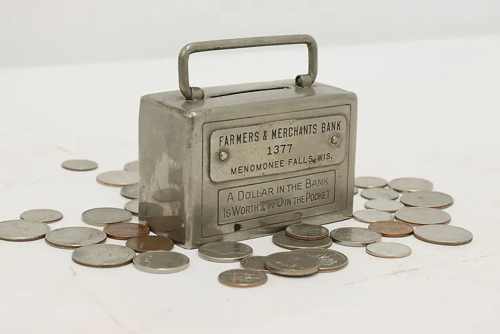 Farmers & Merchants Vintage Nickel Coin Bank, Deposit #51998