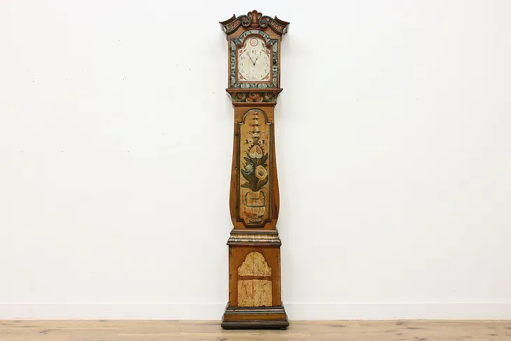 Swedish Folk Art Antique 1800 Tall Case Grandfather Clock #50513