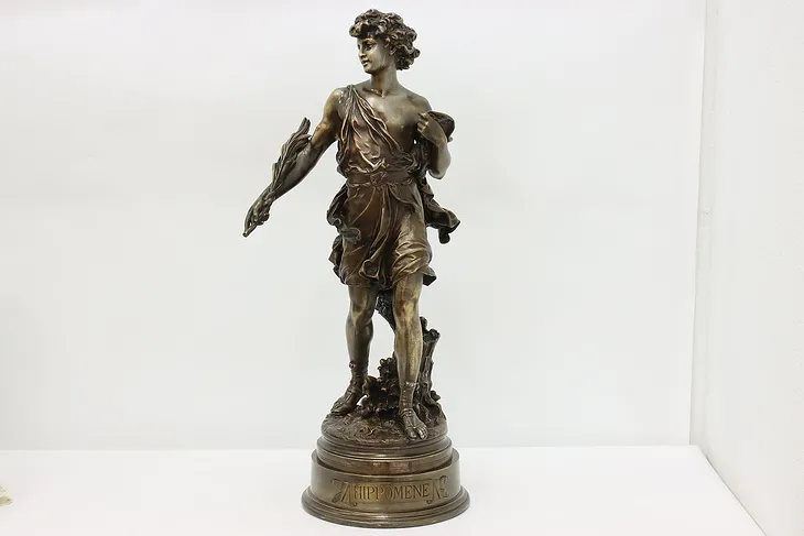 Hippomene Greek Figure Vintage Cast Metal Sculpture 32" #50304