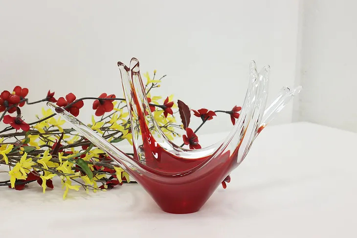 Italian Murano Vintage Blown Cranberry Glass Sculpture #51332