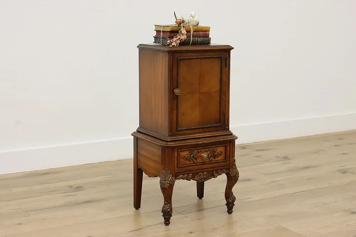 French Design Antique Carved Mahogany Nightstand End Table #52296