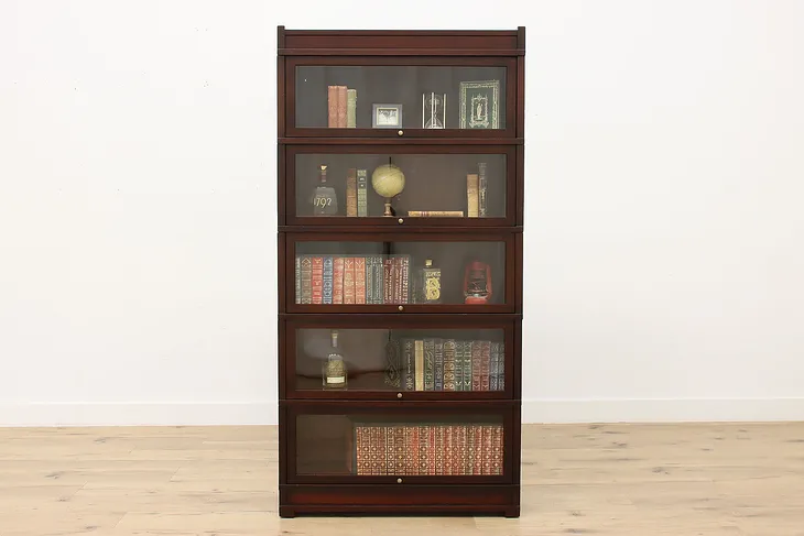 Mahogany Antique 5 Stack Lawyer Bookcase or Display, Globe #52249