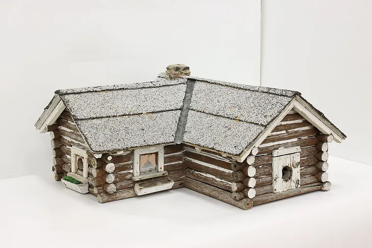 Farmhouse Vintage Log Cabin Folk Art Bird House #50598