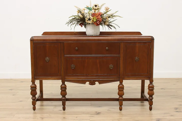 Art Deco Waterfall Vintage Walnut Sideboard Buffet or Bar #52069