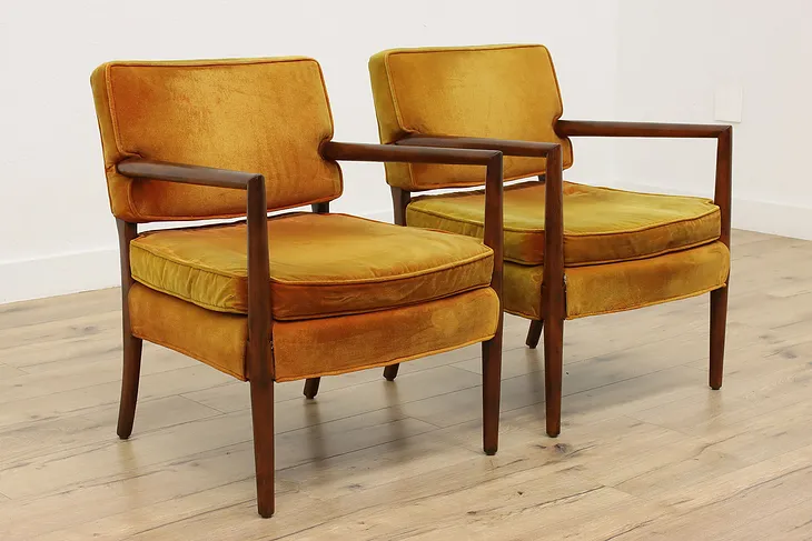 Pair of Midcentury Modern Vintage Upholstered Lounge Chairs #52422