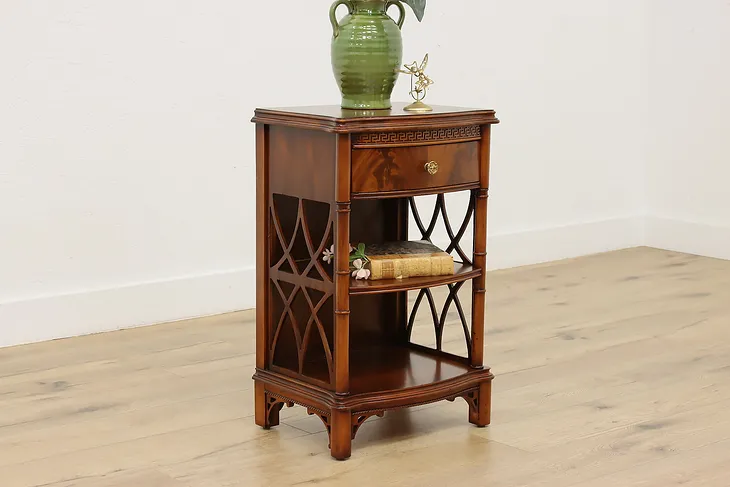 French Design Antique Carved Mahogany Nightstand End Table #52058