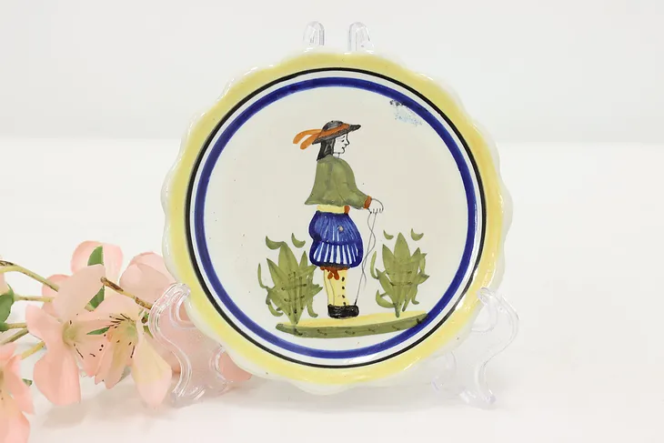 French Brittany Vintage Quimper Hand Painted Coaster #51365