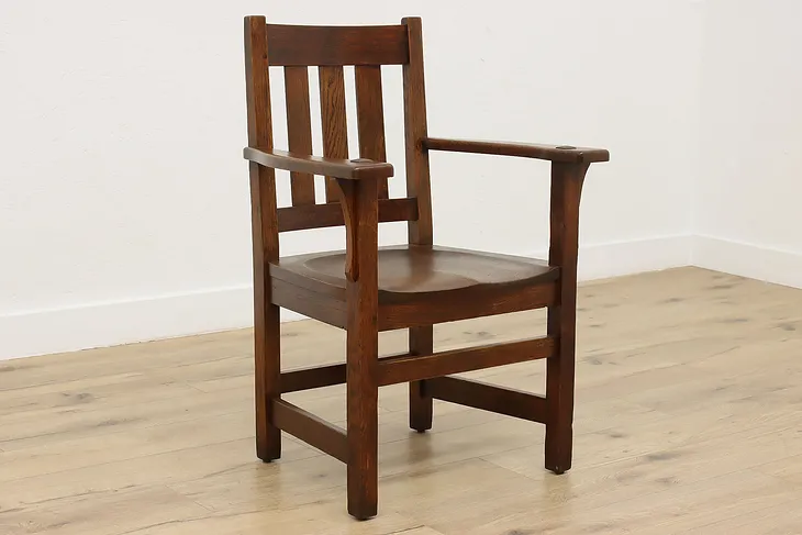 Arts & Crafts Mission Oak Antique Craftsman Armchair Limbert #52586