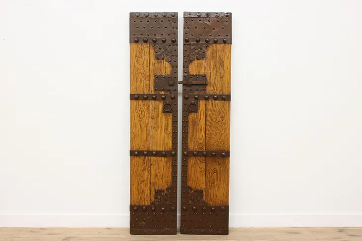 Asian Vintage Elm & Iron Salvage Palace or Temple Doors #50480