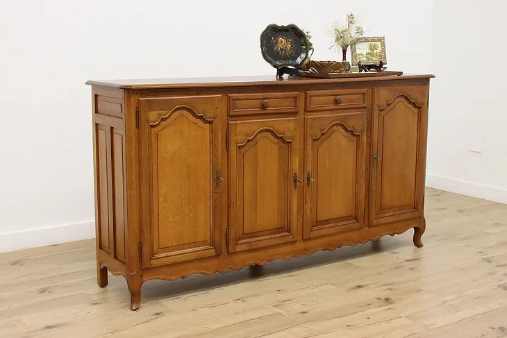 Country French Vintage Oak Buffet, Sideboard or TV Console #52356