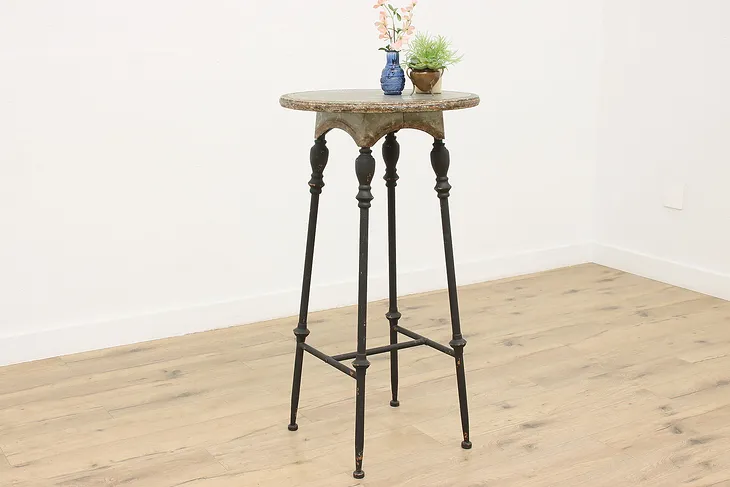 Farmhouse Industrial Vintage Painted Steel Pub Table Peacock #50486