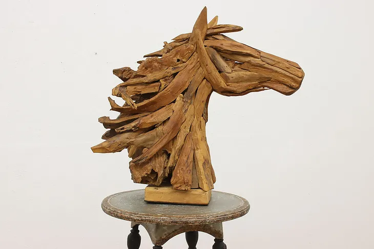 Farmhouse Vintage Driftwood Wild Horse Sculpture #50491