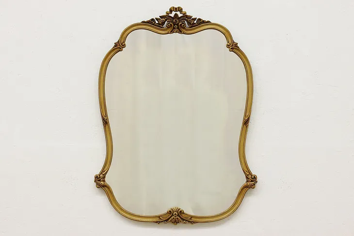 French Design Carved Maple Antique Bath or Boudoir Mirror #51648