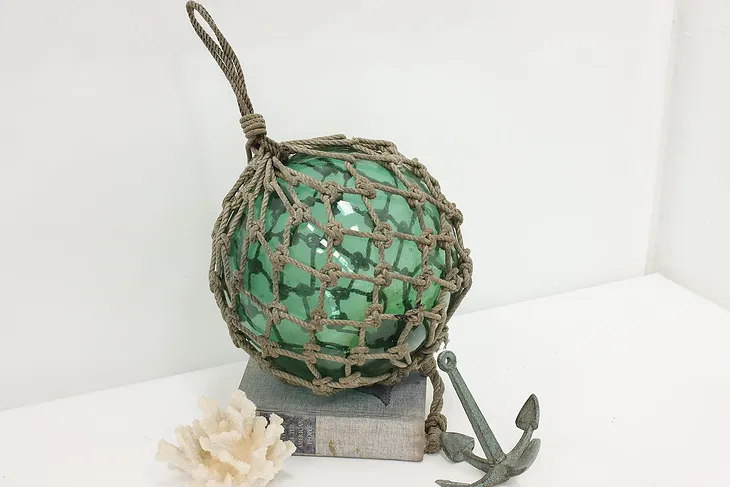 Nautical Vintage Green Glass Fishing Net Float #52616