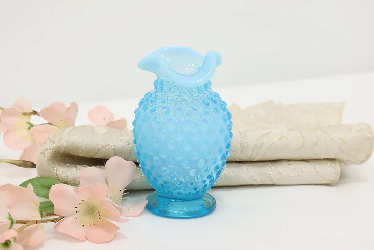 Blue Vintage Hobnail Glass Flower Vase #50713