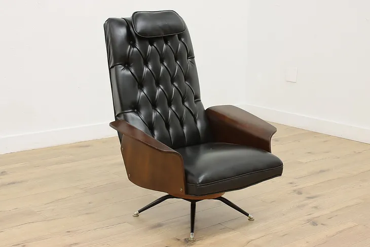 Midcentury Modern Vintage Vinyl Lounge Chair, Plycraft #52424