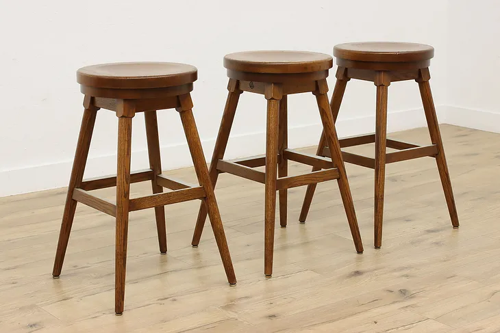 Set of 3 Farmhouse Vintage Bar or Counter Stools, Buckstaff #52473