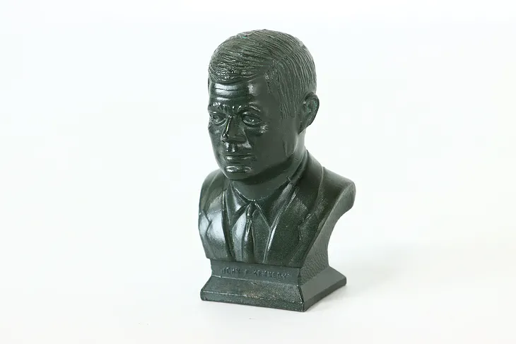 Miniature Vintage Verdigris John. F. Kennedy Bust Statue #52901